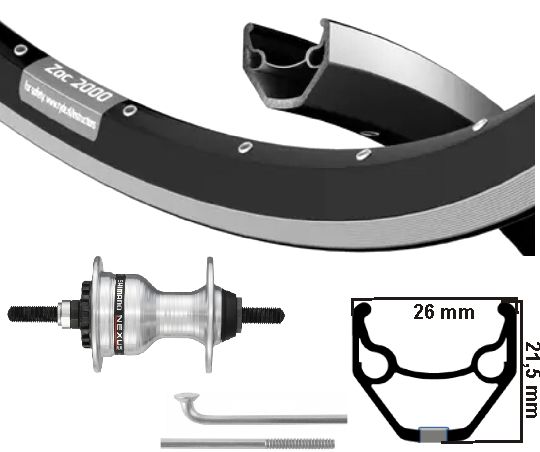 KGS Roue avant 28 pouces (622) Axe fixe de rouleau à rouleaux en argent noir ZAC2000