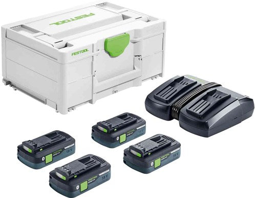 Festool sys 18v 4x4.0 tcl 6 duo | energie-set 18v in systainer (4x 4.0ah accu + tcl 6 duo lader) - 577104