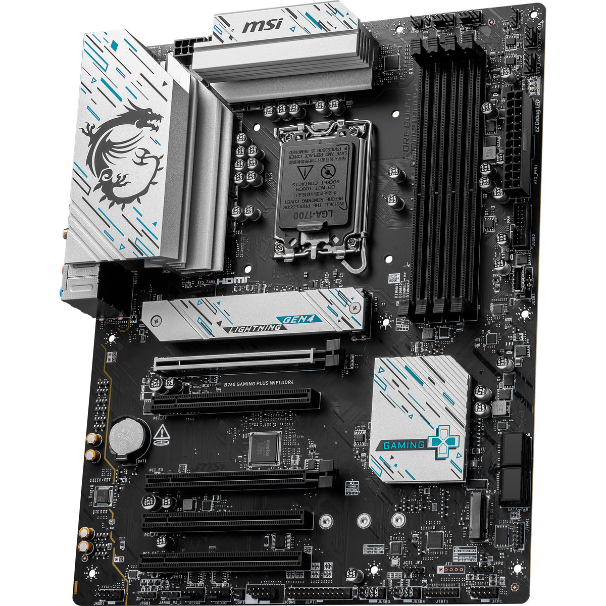 Msi b760 gaming plus wifi ddr4 socket 1700 moederbord (raid, 2.5 gb-lan, wi-fi 6e, bt, sound, atx)