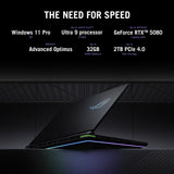 Asus rog strix g16 g615lr-s5396w 16 gaming laptop (zwart groen | core ultra 9 275hx | rtx 5070 ti | 16 gb | 1 tb ssd)