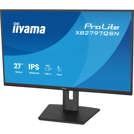 Iiyama prolite xb2797qsn-b1 27 monitor (zwart, 1x displayport, 1x hdmi, 2x usb-c, 2x usb-a, 1x rj-45)