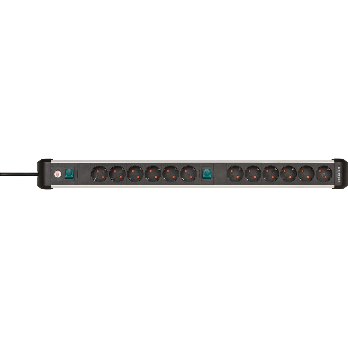 Brennenstuhl premium-alu-line stekkerdoos 12-voudig 3 m h05vv-f 3g1,5 2x 6-voudig schakelbare contactdozen