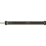 Brennenstuhl premium-alu-line stekkerdoos 12-voudig 3 m h05vv-f 3g1,5 2x 6-voudig schakelbare contactdozen