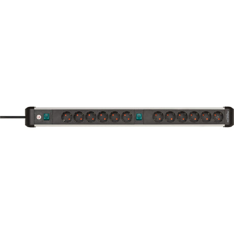 Brennenstuhl premium-alu-line stekkerdoos 12-voudig 3 m h05vv-f 3g1,5 2x 6-voudig schakelbare contactdozen