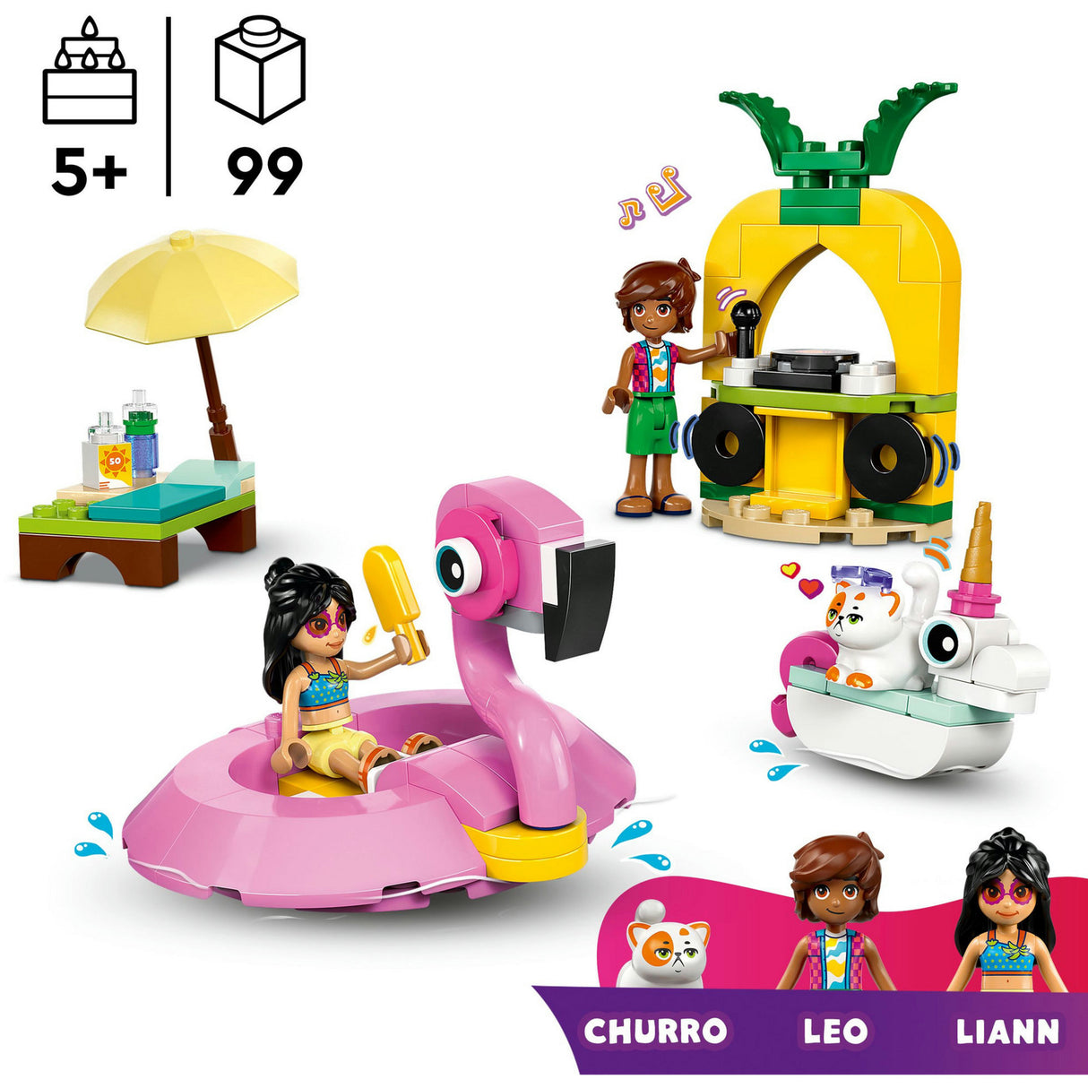 Lego friends 42658 zwembadfeestje met flamingo en eenhoorn
