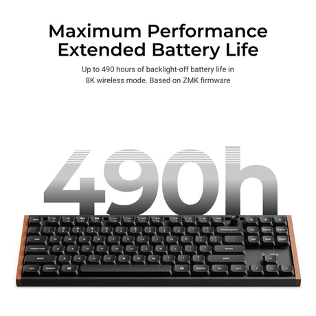 Keychron k1 ultra 8k wireless custom mechanical keyboard (zwart, us lay-out (qwerty), milk pom banana, 80% (tkl), rgb leds, lsa double-shot pbt, usb-c | 2.4 ghz | bluetooth 5.2)