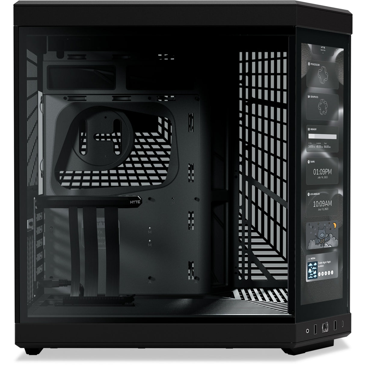 Hyte y70 touch infinite midi tower behuizing (zwart | 2x usb-a | 1x usb-c | tempered glass)