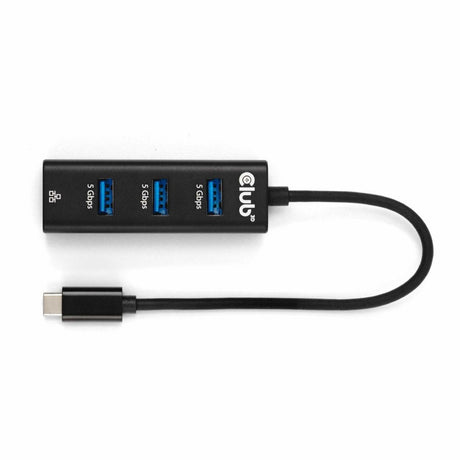 Club 3d usb‑c 3.2 gen 1 naar 3x usb‑a + ethernet dockingstation (zwart)