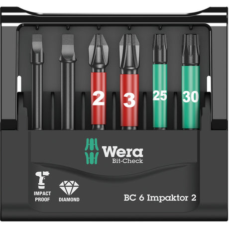 Wera bit-check 6 impaktor 2 bitset (zwart, 6-delig)