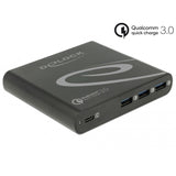 Delock usb oplader 1x usb type-c + 3x usb type-a (zwart)
