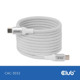Club 3d usb-c magnetic-coil 240w pd3.1 white cable, 2 meter kabel (wit)
