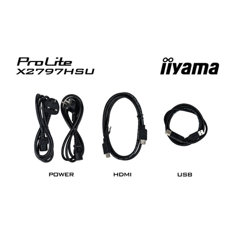 Iiyama prolite x2797hsu-b1 27 monitor (zwart, 1x displayport, 1x hdmi, 2x usb-c, 2x usb-a, 120 hz)
