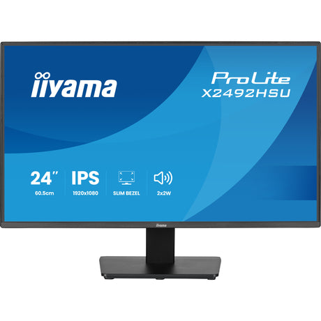 Iiyama prolite x2492hsu-b1 24 monitor (zwart (mat), 1x displayport, 1x hdmi, 2x usb-a, 120 hz)