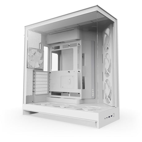 Nzxt h9 flow rgb+ midi tower behuizing (wit (mat) | 2x usb-a | 1x usb-c | rgb | tempered glass)