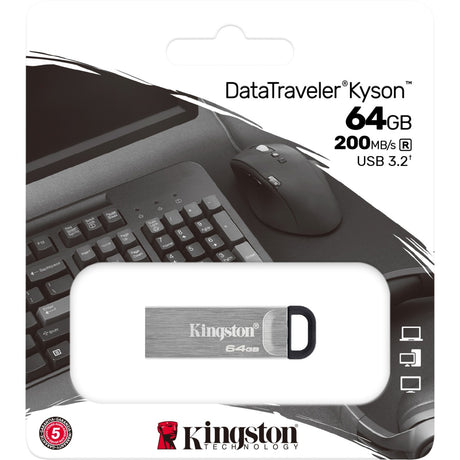 Kingston datatraveler kyson 64 gb usb-stick (zilver, dtkn 64gb)