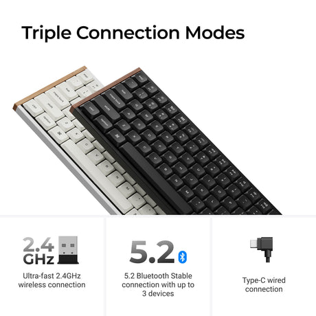 Keychron k3 ultra 8k wireless custom mechanical keyboard (zwart, us lay-out (qwerty), milk pom banana, 75%, rgb leds, lsa double-shot pbt, usb-c | 2.4 ghz | bluetooth 5.2)