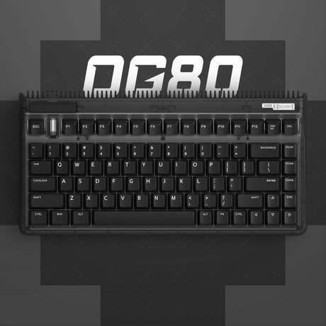 Iqunix og80 dark side wireless mechanical keyboard (zwart, us lay-out (qwerty), gateron red, 80% (tkl), rgb leds, hot-swappable, pbt, 2.4ghz | bluetooth 5.1 | usb-c)