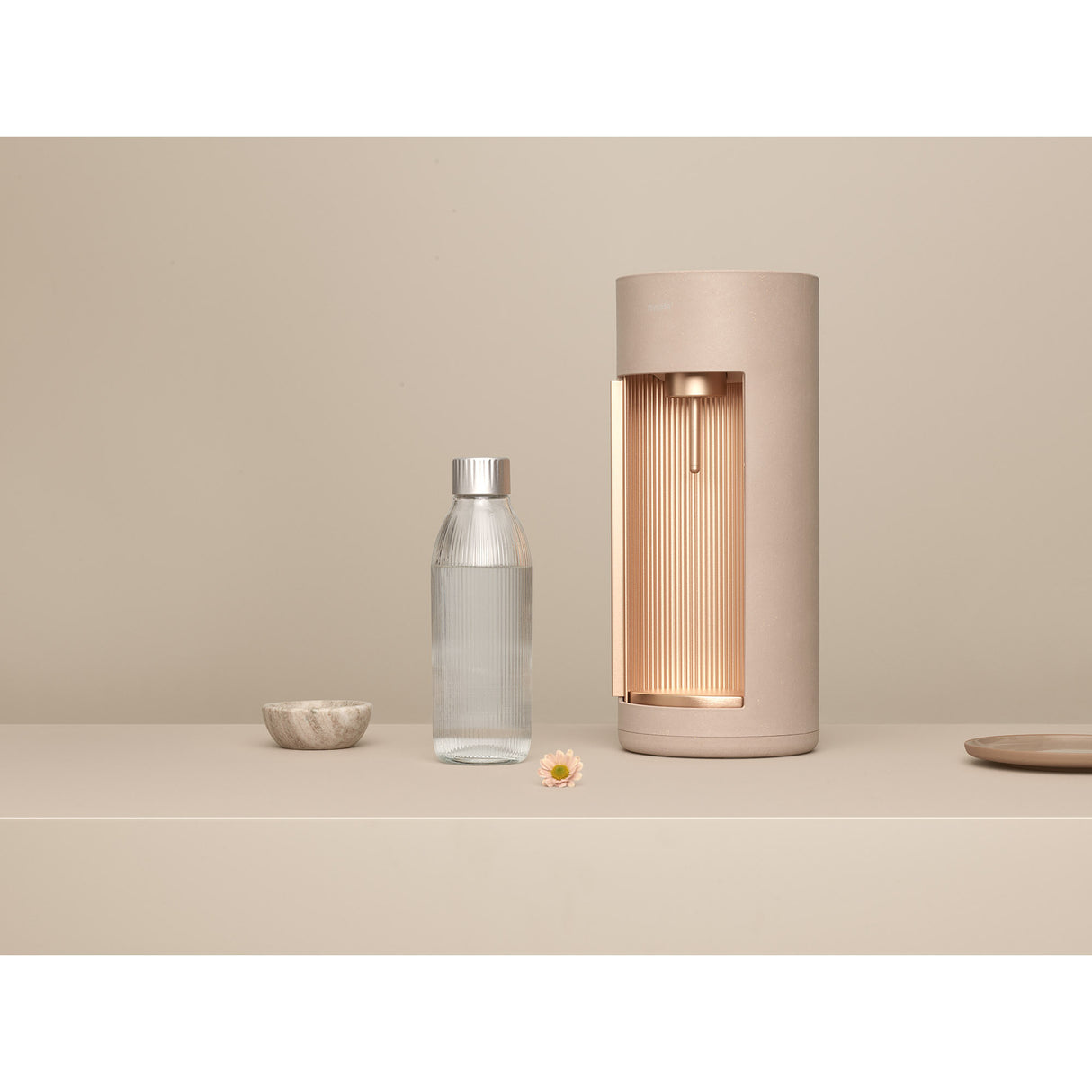 Mysoda glassy latte bruiswatertoestel (beige, excl. co2-gascilinder - met glazen fles)