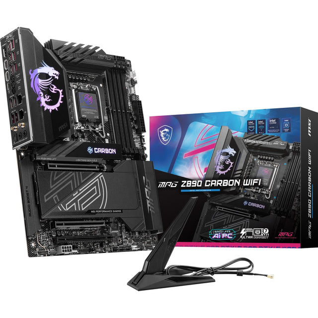 Msi mpg z890 carbon wifi socket 1851 moederbord (zwart, raid, 5gb-lan, 2.5gb-lan, wi-fi 7, bt, sound, atx)