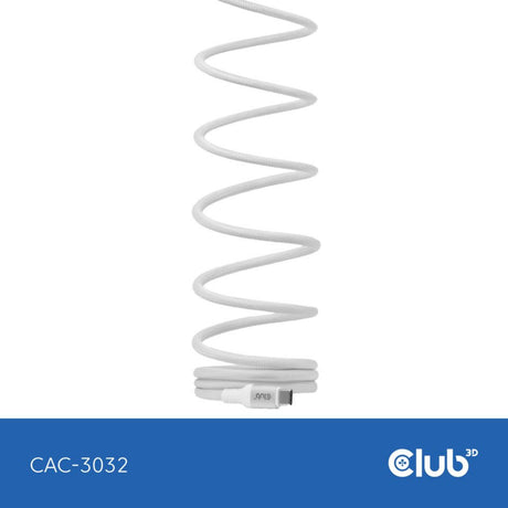 Club 3d usb-c magnetic-coil 240w pd3.1 white cable, 2 meter kabel (wit)