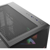 Xyz pc gear qubex midi tower behuizing (zwart | 2x usb-a | 1x usb-c | tempered glass)