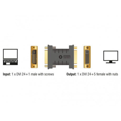 Delock dvi 24+1 male naar dvi 24+5 female adapter (zwart)