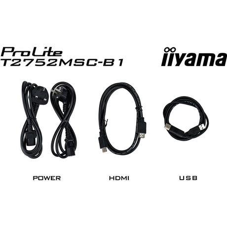 Iiyama prolite t2752msc-b1 27 touchscreen monitor (zwart, 1x displayport, 1x hdmi, 2x usb-a)