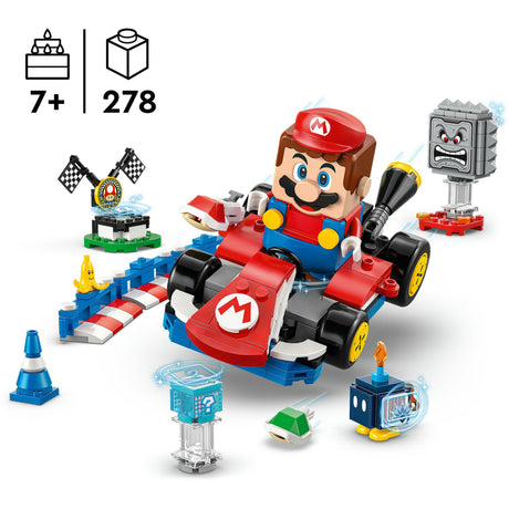 Lego super mario - mario kart - interactieve mario en standaardkart constructiespeelgoed (72043)