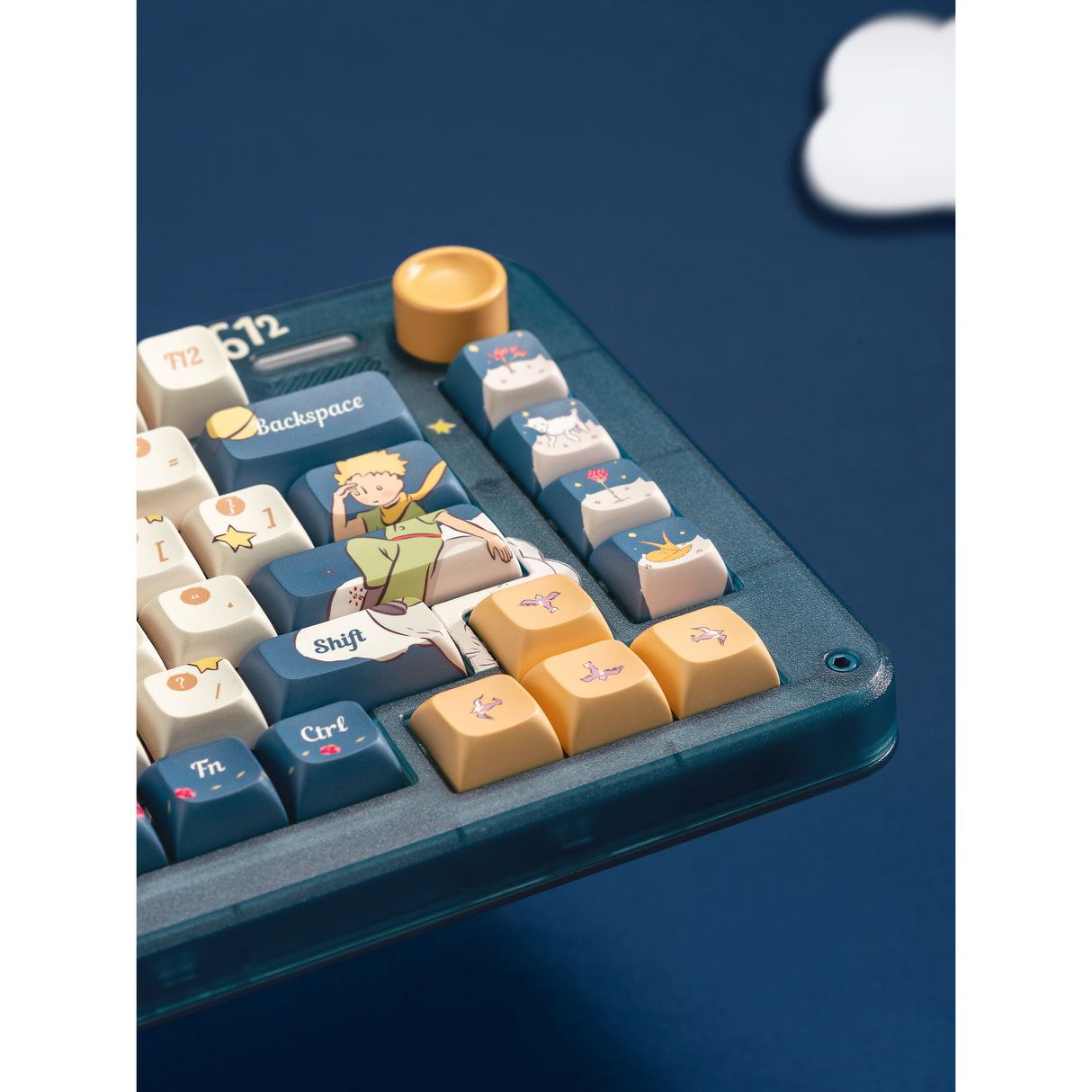 Iqunix zx75 sky encounter wireless mechanical keyboard (blauw, us lay-out (qwerty), iqunix little prince, 75%, rgb leds, hot-swappable, double-shot pbt, 2.4ghz | bluetooth 5.1 | usb-c)