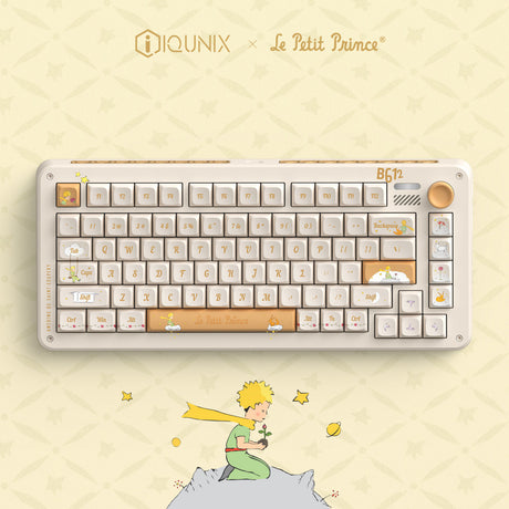 Iqunix zx75 sunset ponder wireless mechanical keyboard (lichtgeel, us lay-out (qwerty), gateron red, 75%, rgb leds, hot-swappable, double-shot pbt, 2.4ghz | bluetooth 5.1 | usb-c)