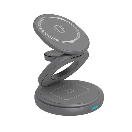 Icy box 3-in-1 opvouwbaar draadloos oplaadstation (antraciet, ib-sh101-ch)