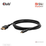 Club 3d usb-c naar displayport 2.1 dp54 bi-directioneel kabel, 8k120hz 2m (zwart)