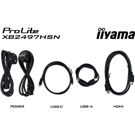 Iiyama prolite xb2497hsn-b1 23.8 monitor (zwart (mat), 100 hz, hdmi, displayport, usb-c, audio, lan)