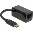 Delock superspeed usb-c (usb 3.1 gen 1) male > gigabit lan 10 100 1000 mbps compact adapter (zwart, 0,135 meter)