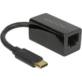 Delock superspeed usb-c (usb 3.1 gen 1) male > gigabit lan 10 100 1000 mbps compact adapter (zwart, 0,135 meter)