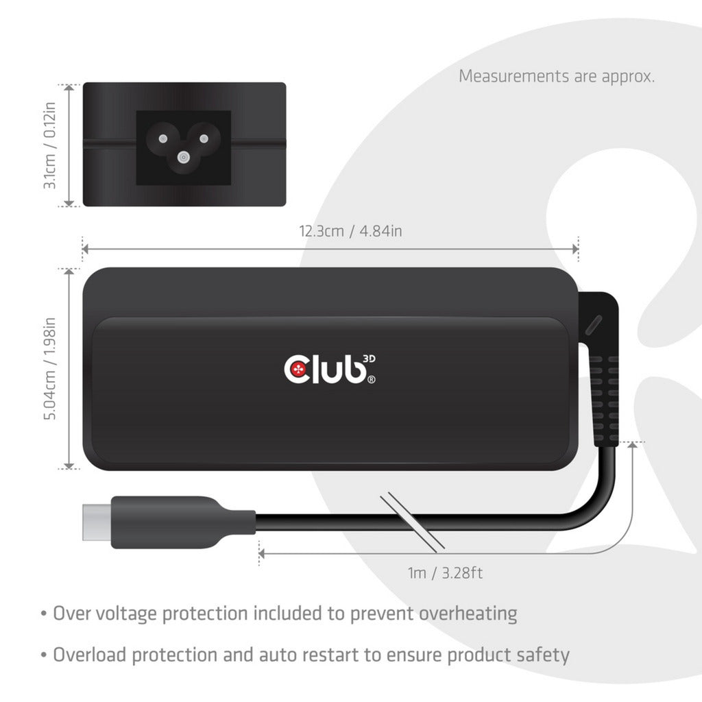 Club 3d usb-c laptop charger 140w, 1 meter (zwart)