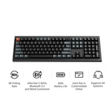 Keychron v6 ultra 8k wireless custom mechanical keyboard (zwart, us lay-out (qwerty), silk pom brown, 100%, rgb, hot swap, 2.4 ghz | bluetooth 5.3 | usb-c)