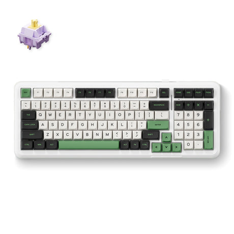 Mchose k99 emerald green hyacinth wireless gasket mount mechanical rgb toetsenbord (wit, us lay-out (qwerty), ktt hyacinth, rgb, hot swap, double-shot pbt, draadloos | bluetooth | usb-c)