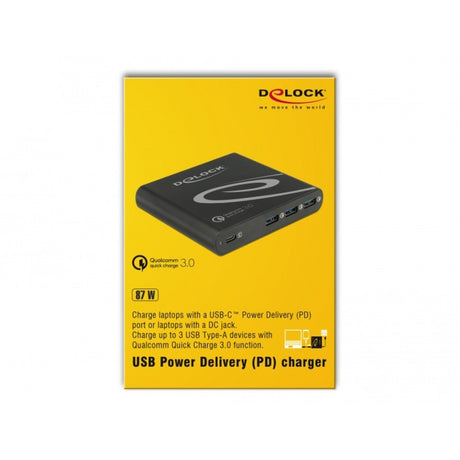 Delock usb oplader 1x usb type-c + 3x usb type-a (zwart, 1x usb-c, 3x usb-a)