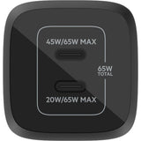 Belkin boostcharge pro 2-poorts usb-c gan-wandlader met pps (65 w) (zwart, 2x usb-c)