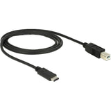 Delock usb-c 2.0 > usb-b kabel (zwart, 1 meter)
