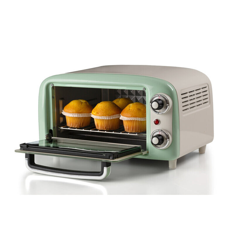 Ariete vintage elektrische oven 3919 04 mini bakoven (groen, 10 liter)