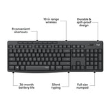 Logitech mk295 silent wireless keyboard and mouse combo desktopset (zwart, us-international lay-out (qwerty), 100%)