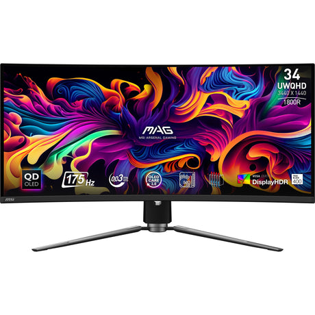 Msi mag 341cqp qd-oled 34 curved ultrawide gaming monitor (zwart, 1x displayport, 2x hdmi, 1x usb-c, 2x usb-a, 175 hz)