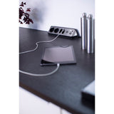 Brennenstuhl ®estilo hoekaansluitdoosstrook met usb laadfunctie 4-weg 2x b eschermend contactdoos 2x euro zilver zwart