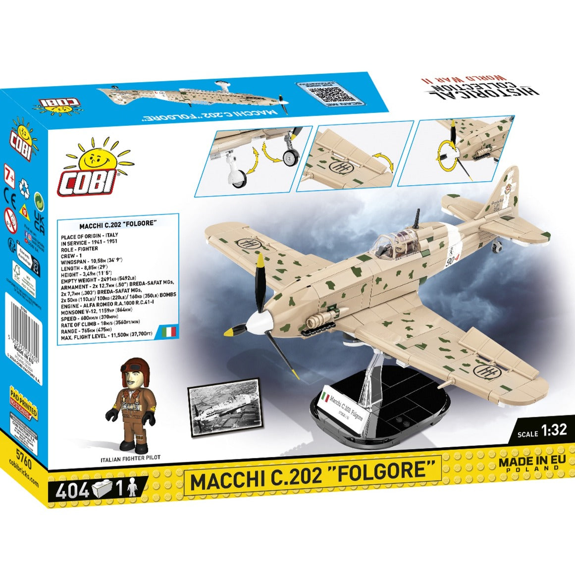 Cobi historical collection - macchi c.202 folgore constructiespeelgoed (schaal 1:32)