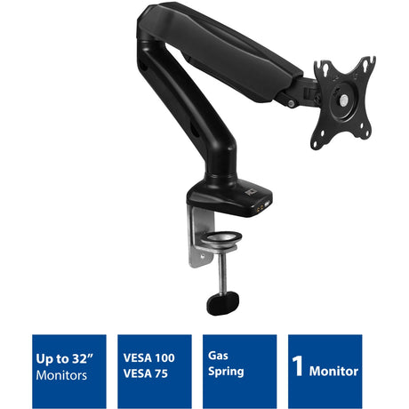 Act connectivity monitorarm office met gasveer, 1 scherm (zwart)