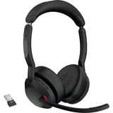Jabra evolve2 55, incl. oplaadstandaard on-ear headset (zwart, stereo, uc, usb-a, link380a)