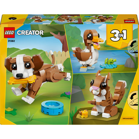 Lego ® creator 3in1 schattige dieren: speelse puppy - dierenset - bouw om tot eekhoorn of eend - 31382