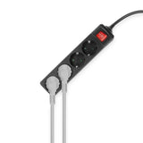 Act connectivity stekkerdoos met lichtgevende schakelaar, 4 sockets, 2 m, zwart stekkerdoos (zwart)